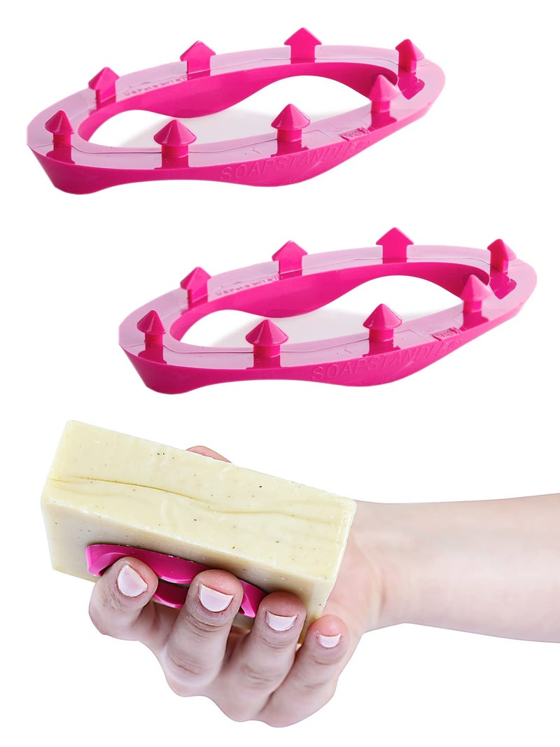 SoapStandle Bar Soap Gripper No Goo or Mess Soap Holder for Bath and Showers 2 Pack, Pink Bathroom Accessories - Image 1